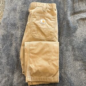 Carhartt Khaki/Tan Canvas Utility Pants with Logo Patch